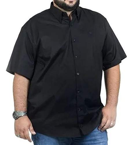 Camisa Social Masculina Manga Curta Plus Size Preta