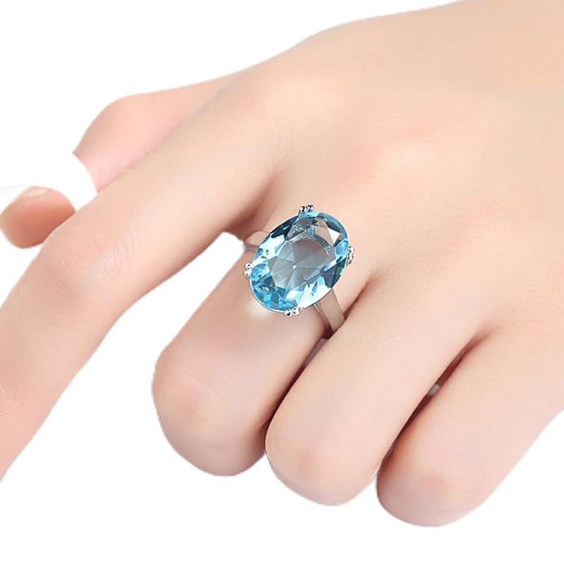 Bague pierre précieuse œuf d'oie bleu de mer pour un mariage élégant