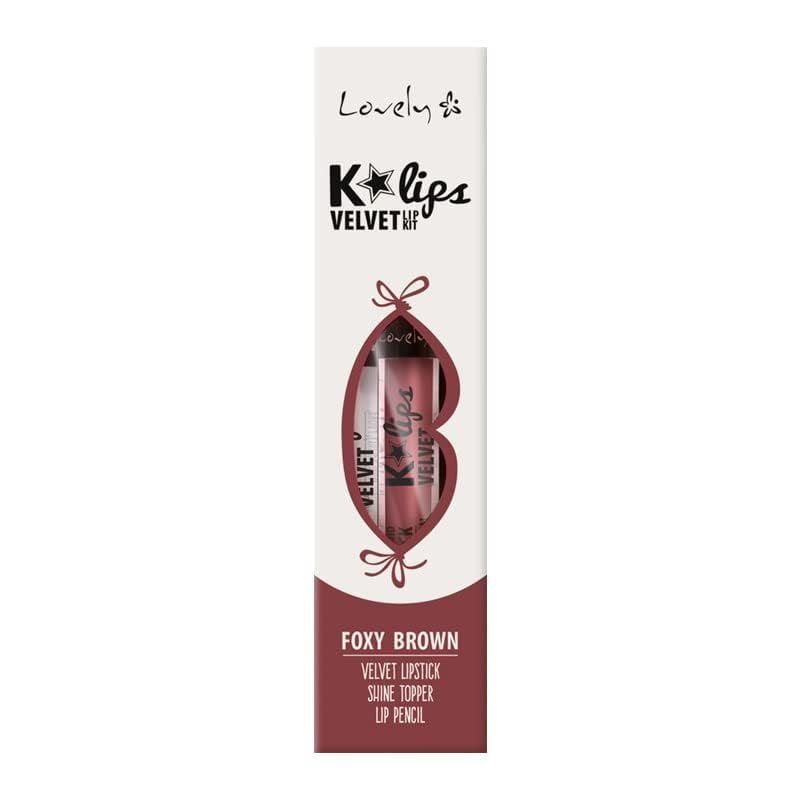 Set de lèvres K'Lips Velvet LOVELY Foxy Brown pour définir les lèvres fines et sans volume