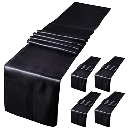 SAVITA 5 Pezzi Runner da Tavola Nero, 30 x 275 cm