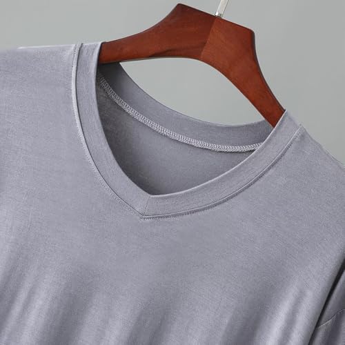 Mens Nightgown Nightshirt Sleep Shirts Night Gown Sleeping Lounge Comfy Stretchy V Neck Short Sleeve2