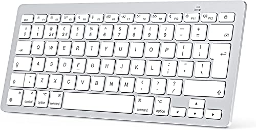 Clavier Bluetooth pour Mac os, OMOTON Clavier sans fil pour Apple MacBook Pro/Air, iMac, iMac Pro, Mac Mini, Mac Pro, QWERTY ES Layout, Design spécifique pour Mac, Argent