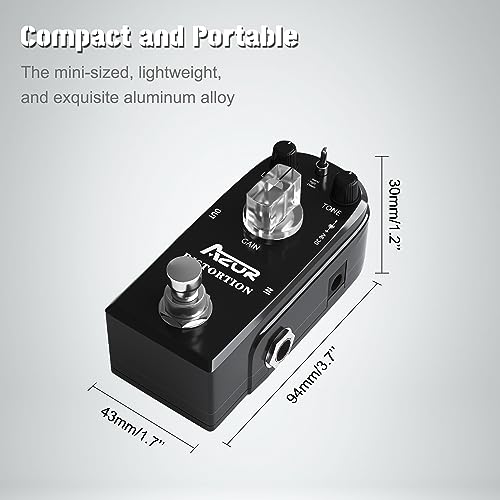 Azor Distortion Guitar Pedal Effect 3 Modes Natural, Tight, Classic For Electric Guitar True Bypass Ap-302 #TOP3