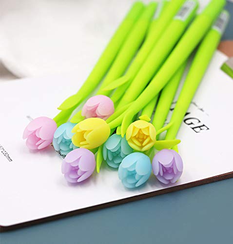 Set de 8 bolígrafos de gel con diseño de flor tulipán miniatura 2