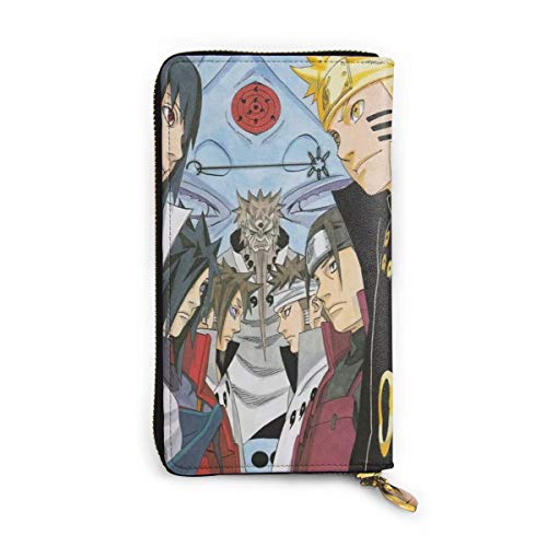Preisvergleich Produktbild Naruto Geldbörse aus echtem Leder mit Reißverschluss, lange Clutch, Münzfach, Kartenpaket für Damen und Herren