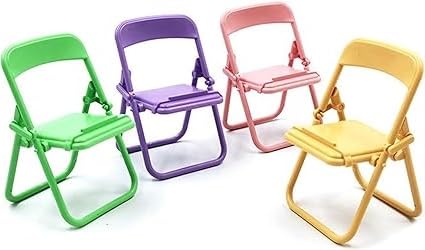 Random Colors 5pcs Mini Folding Chair Cell Phone Stand,Desktop Foldable Candy Color Mobile Holder,Cute Creative Folding Chair Cradle for Desk Stand,Accessory