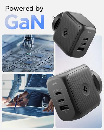 Image of Spigen Fast Charging Adapter, GaN Charger, Total 65w, PD /PPS Support, BIS Certified for iPhone 17 /16 /15(Pro,Pro Max,Plus), Galaxy S26 /S25 /S24, iPad, MacBook Air and More (PE2302IN) - Black