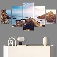 SIGNWIN 5 Panel Canvas Wall Art Coastal Scenery for Home Decorations Ready to Hang - 60