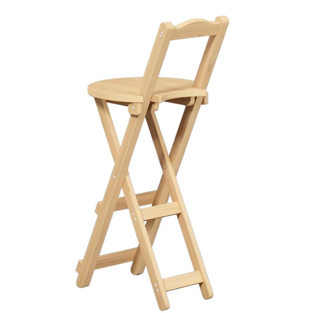 Folding Bar Stool, 18/25/30 inch Bamboo Kitchen Chair Stools with Back Support and Footrest, Portable Breakfast Bar Chairs for Home Bistro Dining Room, No Assembly (Color : Natural, Size : 63cm/25in