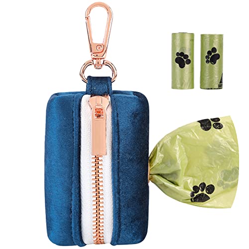 Image of ARING PET Dog Waste Bag Dispenser, Velvet Doggy Poop Bags Holders Attach to Any Leashes, Cute Portable Washable Pet Waste Pouch Dispenser with Metal Zipper