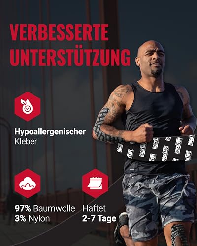 RockTape Standard H2O Uncut Kinesiology Tape- Ultrastark Und Wasserbeständiger Klebstoff, 180% Dehnung Für Volle Bewegungsfreiheit… – Ansicht 5
