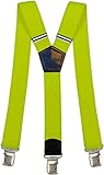 Extrabreit: 40 mm Hosenträger für Herren breit extra starken 4 cm mit 3er Clips Y-Form Lange für Männer und Damen Hose (Neon Gelb)