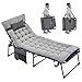 Yaheetech Klappbar Sonnenliege mit Extra Dicker Matratze & Kissen & Seitentasche, 5-Fach Verstellbarer Rückenlehne, Stabiles Gartenliege Liegestuhl Strandliege bis 136 kg, 189,5×67×35 cm, Grau