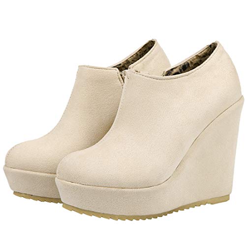MAVMAX Women's Wedge High Heel Platform Ankle Booties Casual Boots