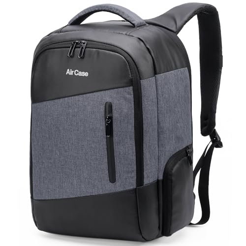 Image of AirCase Laptop bag Anti Theft Backpack for Office College & Travel fits upto 15.6 inch Laptop /Macbook, water resistant, Durable, Multi-Pockets, 180 open (Black)- 1 Yr warranty