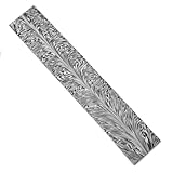 Nesmo 520 Damascus Steel Blank Billet Feather Patern Bar Stock for knife making Hand Forged 12 Inches, Gray