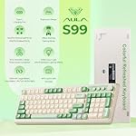 AULA S99 Gaming Keyboard, Wireless Computer Keyboards, Tri-Mode Bluetooth/2.4GHz/USB-C Custom Creamy Keyboard with Number Pad, RGB Backlit Media Knob Cute Programmable Keyboard for PC Gamer - Green - Image 2