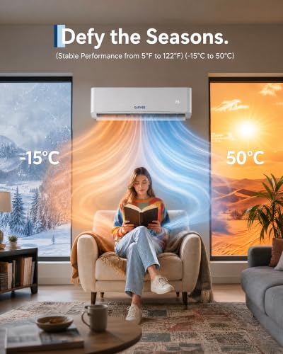 Image of Garvee 12000 BTU Mini Split AC /Heating System, 17 SEER2 Inverter Split System Air Conditioners, Ductless Wall Mount Heat Pump, AC Unit Cool Up to 750 Sq. Ft, Wi-Fi Enabled, Works with Alexa, 230V