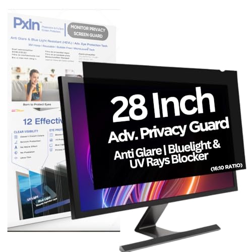 Image of PxIn Techno Eye 28 Inch (16:10) Privacy Screen Filter - NO Eye Strain | Anti-Blue Light + Anti-Glare | Privacy Screen Protector