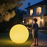 Large LED Glowing Ball Light, 20-in Outdoor LED Garden Orb Lights, Rechargeable Globe Lights RGB Color Changing Globe Floor Lamp Mood Lamp w/Remote, Waterproof Light Up Ball Light for Patio Lawn Decor