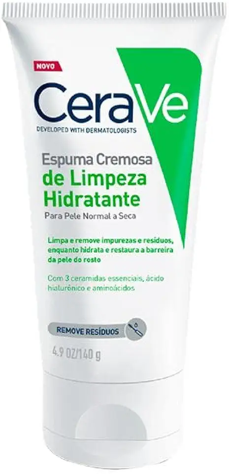 CeraVe, Espuma Cremosa de Limpeza Hidratante, com Ácido Hialurônico