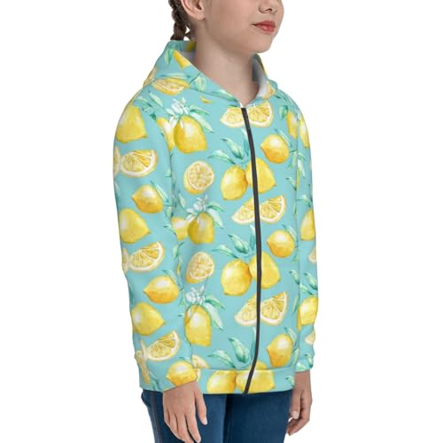 Yellow Lemon Kid Hoodies Boys Zip Up Sweatshirts Girls Pullover with Pocket4