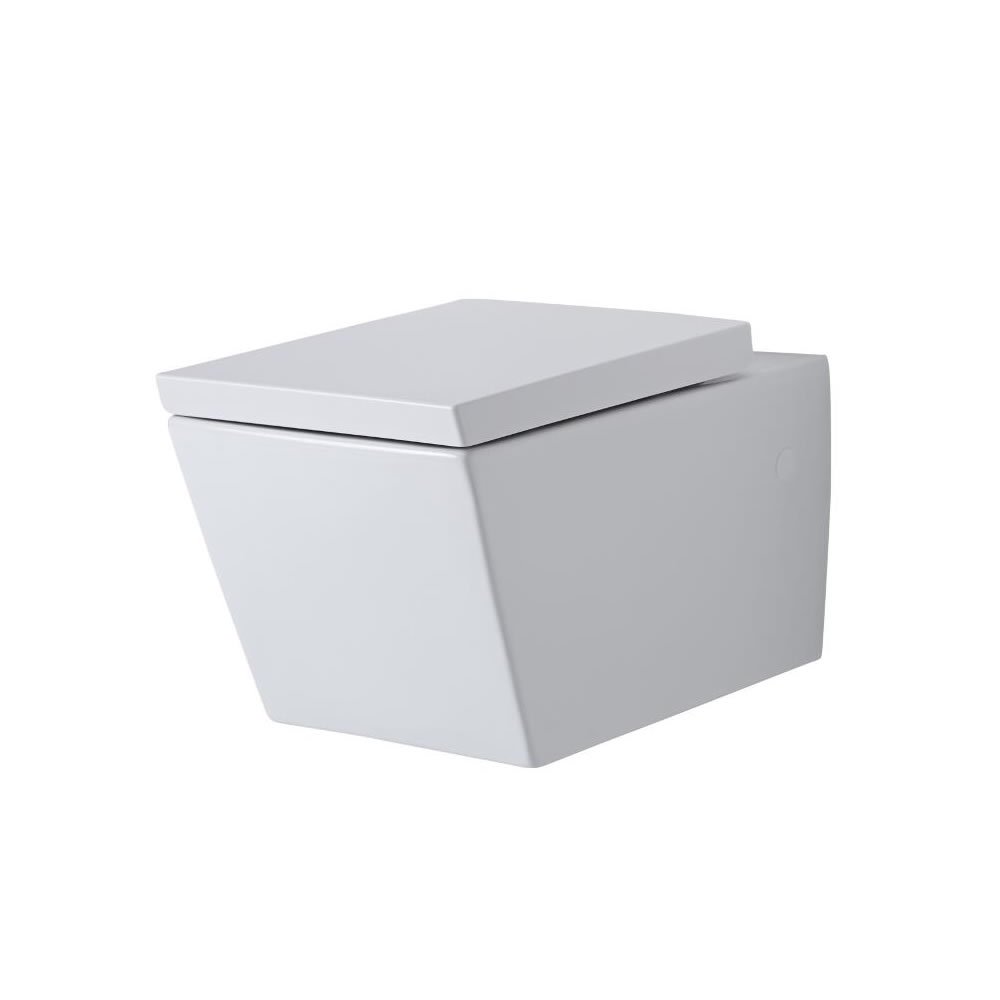Milano No Flush Plate Dalton White Ceramic Wall Hung Toilet Wc Soft Close Seat