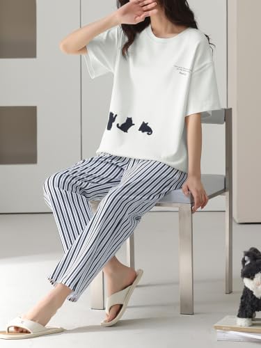 Image of Louis Luxe Womens Korean Night Dress || Full Pyjama Set || Korean Nightsuit || Women Nightwear ||Round Neck Full Sleeve Nightsuit || Loungewear || Everyday Nightdress