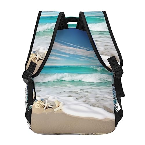Sac à dos de voyage noir avec motif plage océanique en taille unique - 4