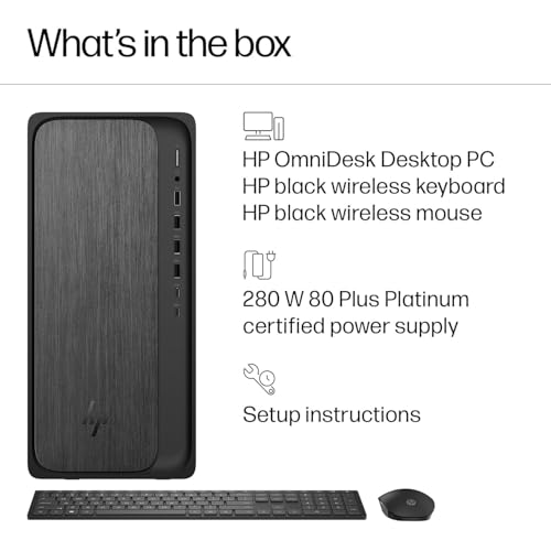 Image of HP OmniDesk AI PC Desktop (AMD Ryzen 7 8700G, 64GB DDR5, 8TB PCIe SSD, AMD Radeon 780M, 400W PSU, WiFi 6, Bluetooth 5.4, RJ-45, 1 Display Port, HDMI, Win 11 Pro) w /Premium Backpack
