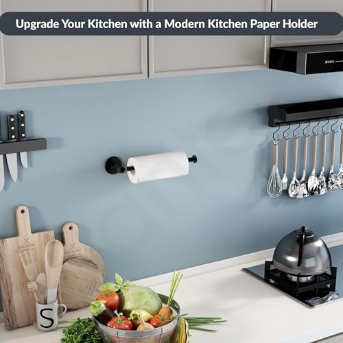 Image of Plantex Stainless Steel Paper Holder /Kitchen Tissue Paper Roll Holder /Wall Mount Towel Stand /Kitchen Accessories - Pack of 1 (Black)