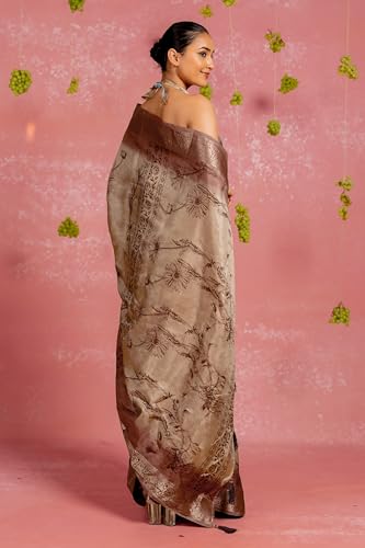 Image of MIRCHI FASHION Women Saree Floral Printed Silk Blend | Soft Traditional Drape for Wedding sari with Unstitched Blouse Piece