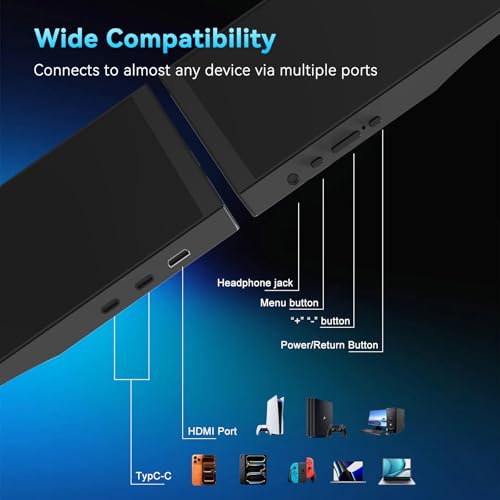 Image of 18.5 Inch 120Hz Portable Monitor, FHD 1080P HDR IPS Screen, 125% sRGB Wide Color Gamut, Ultra-Slim External Second Monitor for Laptop, Phone, PS5, Xbox, Switch, PC (18.5 inch)