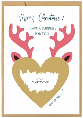CJ&M Personalised Scratch Surprise Christmas Card - Surprise Gift - Travel Gift - Christmas Scratch Card - Christmas Card