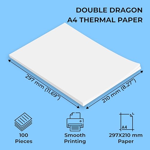 Double Dragon A4 Thermal Printer Paper, White, A4, 100 Sheets - Image 2