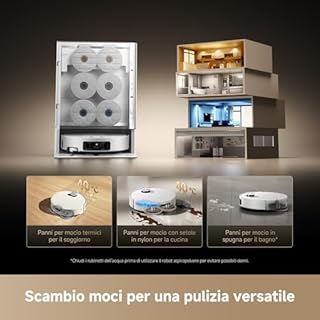 DREAME Matrix10 Ultra Robot Aspirapolvere e Lavapavimenti, Superamento Ostacoli 8 cm, Aspirazione 30.000Pa, Auto-svuot/Riemp, Autopulizia Moci, 0 Grovigli, Rileva 240+ Ostacoli, Controllo Vocale