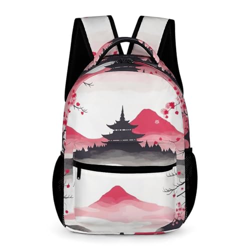 VFKLT Mochila Mount Fuji com cereja para mulheres e homens, leve, para laptop, mochila de viagem, casual, Mount Fuji com cereja, tamanho único, mochilas