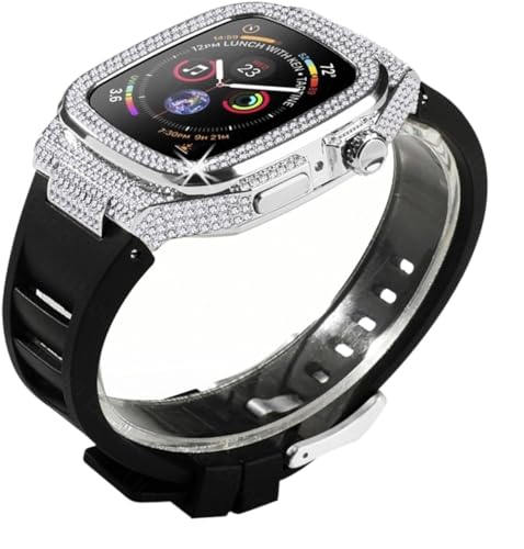 Cadre de montre en caoutchouc fluoré et lunette acier pour protéger et embellir l'iWatch