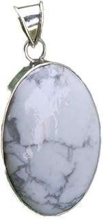 White Howlite Pendant, Oval Stone Pendant, White Turquoise Pendant, Christmas Gifts, OOAK Jewelry, White Buffalo Pendant, White Marble Pendant, Handmade Pendant, Healing Pendant, Statement Pendant, Meditation Pendant, Cabochon Pendant