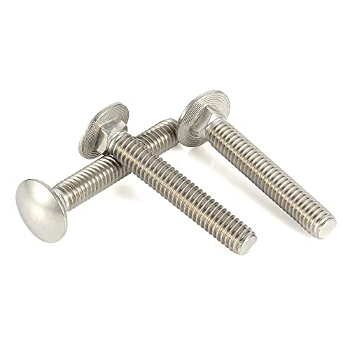Image of 1 /2-13 x 5 Carriage Bolts, Stainless Steel 18-8 (304), Round Head, Square Neck, Fully Threaded, 5 PCS