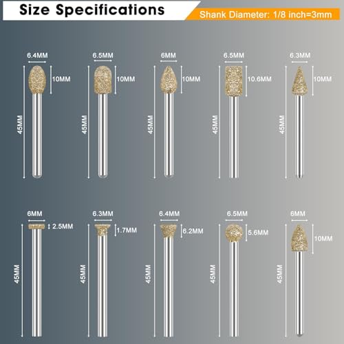 Accesorios para herramienta rotativa Feanron 20 piezas diamante miniatura 2