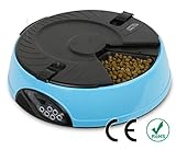 Automatic Pet Feeder PYRUS Pet Feeder Separate Compartments Food Trays Secure Locked Programmed Feeder for Pets (Blue)