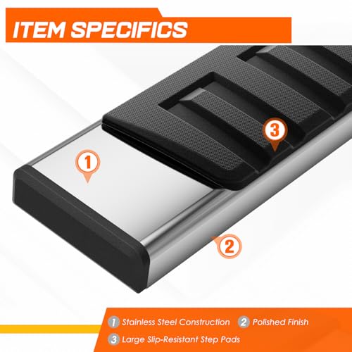 Estribos laterales 6.75" acero inoxidable para Dodge Ram miniatura 3