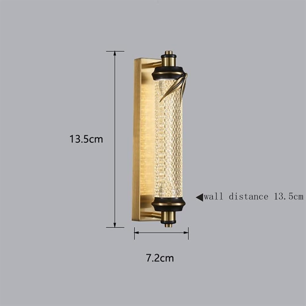 Applique da Parete per Interni in Ottone con Paralume in Acrilico Stile Cinese Moderno 10W LED 13,5 Cm Lampade da Parete per Camera da Letto Comodino Soggiorno