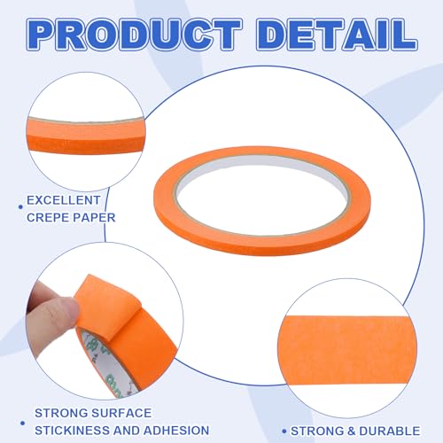 Image of MECCANIXITY Masking Tape 0.2 Inch x 21 Yard Painter's Tape Orange Paint Tapes for DIY Crafts Arts Drawing Decoration Labeling Car Painting Artist Teachers, Pack of 6