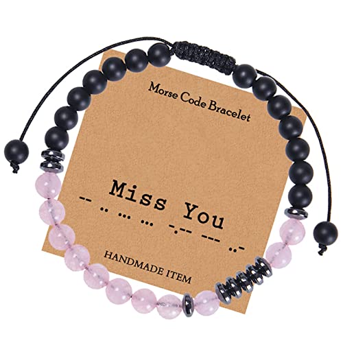 Abalorios Pulseras, Cicret Pulsera Pulsera Morse Pulsera de Pareja de Musgo de 6 MM Miss You Longitud 17CM