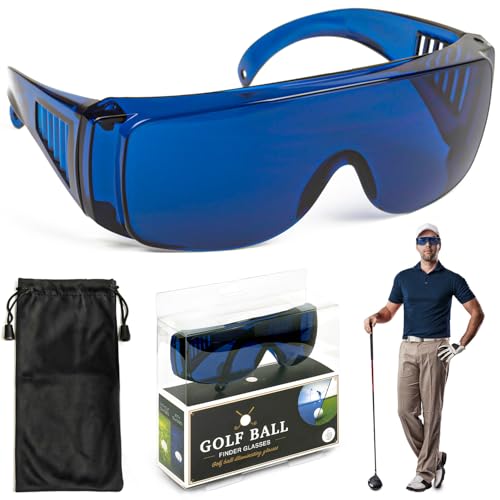 Original Golf Ball Finder Glasses, Blue Tinted Lens Illuminates White, Comes with Carry Pouch, Gift for Golfing Men & Women – ThumbsUp!