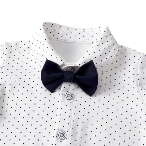 Image of Dressy Daisy Baby Boy 5 Piece Formal Suit Set for Wedding and Birthday | Vest, Shirt, Pants, Bow Tie, Boutonniere, Christening, Holiday Photoshoot Outfit