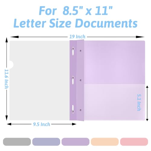 Image of Ndsox 5 Pack Clear Front Report Covers with 3-Prong Fasteners for 8.5 inchx11 inch | Plastic Presentation Folders for Business, 3-Prong Resume Folders for Interviews, 5 Colors Back, Letter Size, Office Supplies