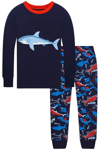 Image of Dolphin&Fish Boy Pajamas Toddler Kids Pjs Set Cotton Soft Clothes Sleepwear | Long Sleeve Elastic Cuffs,Stretch breathable,Dinosaur Space Print Options